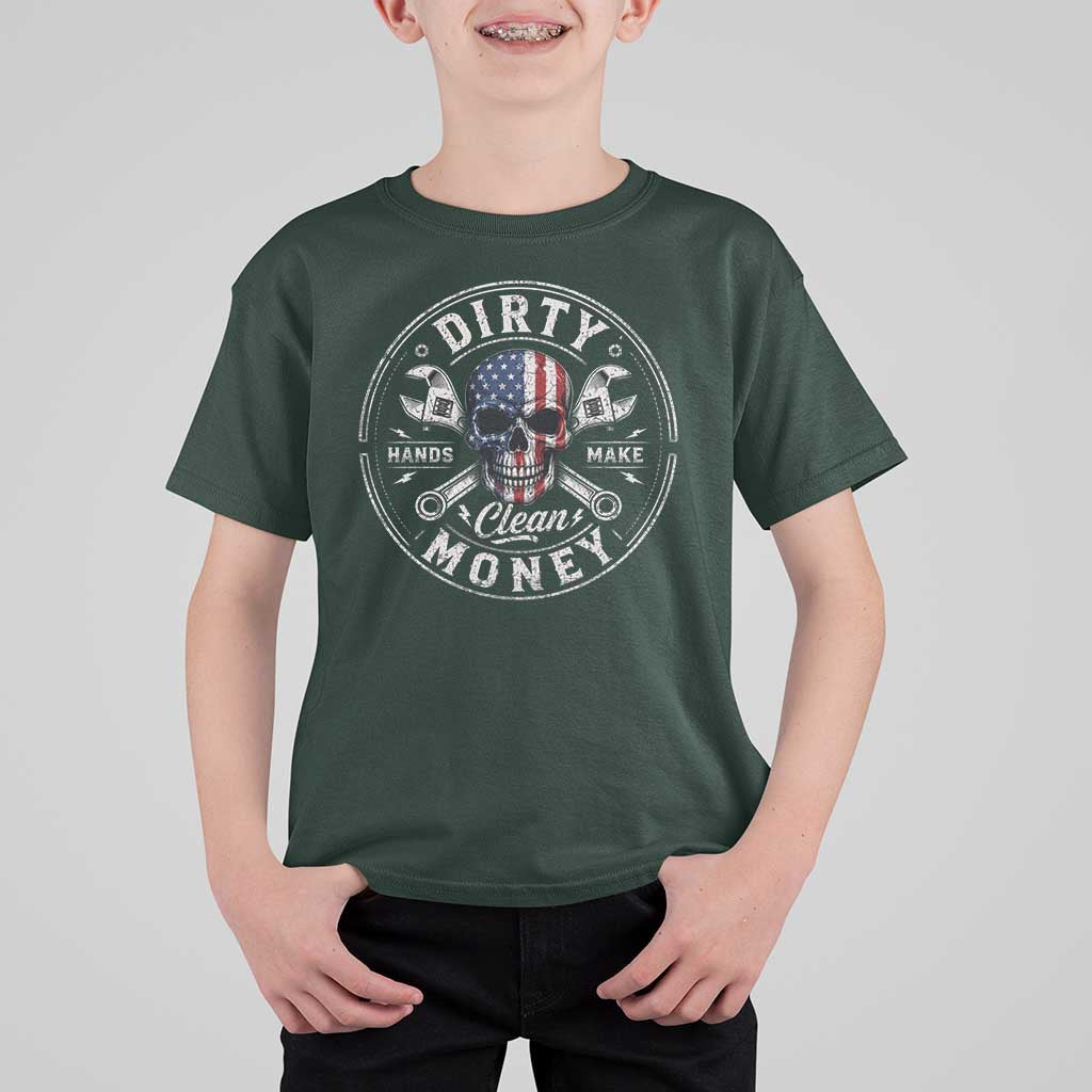 Mechanic Skeleton T Shirt For Kid My Hands May Be Dirty But My Money is Clean Auto Repair Garage
