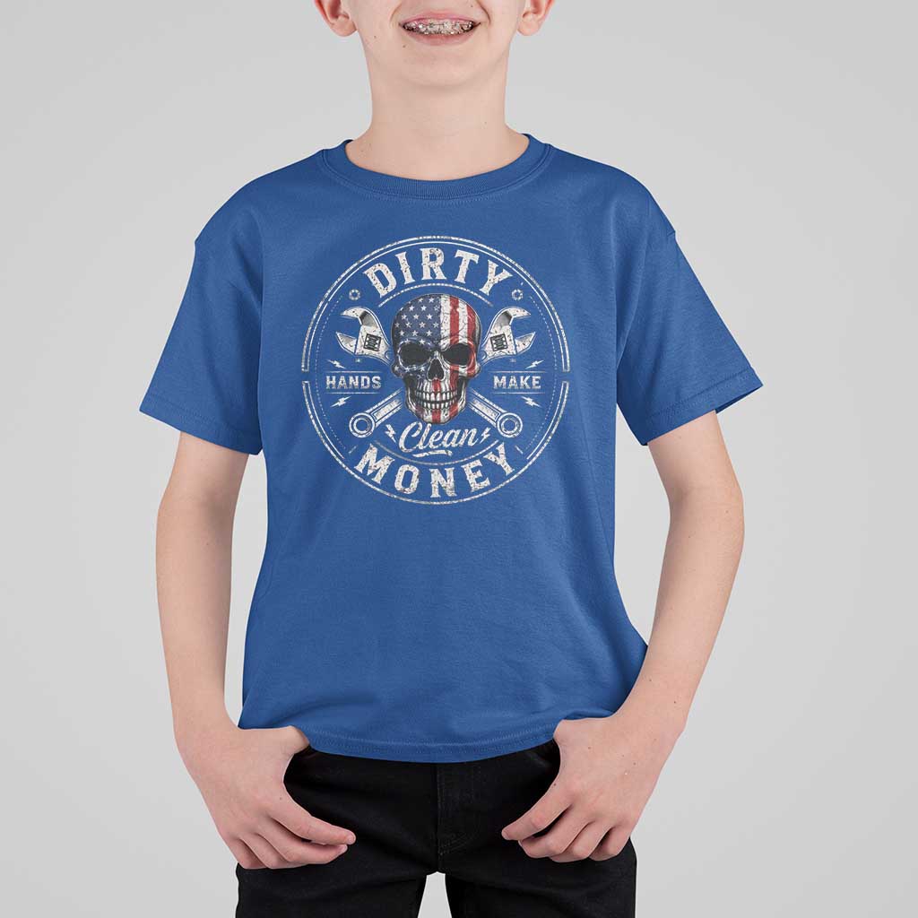 Mechanic Skeleton T Shirt For Kid My Hands May Be Dirty But My Money is Clean Auto Repair Garage