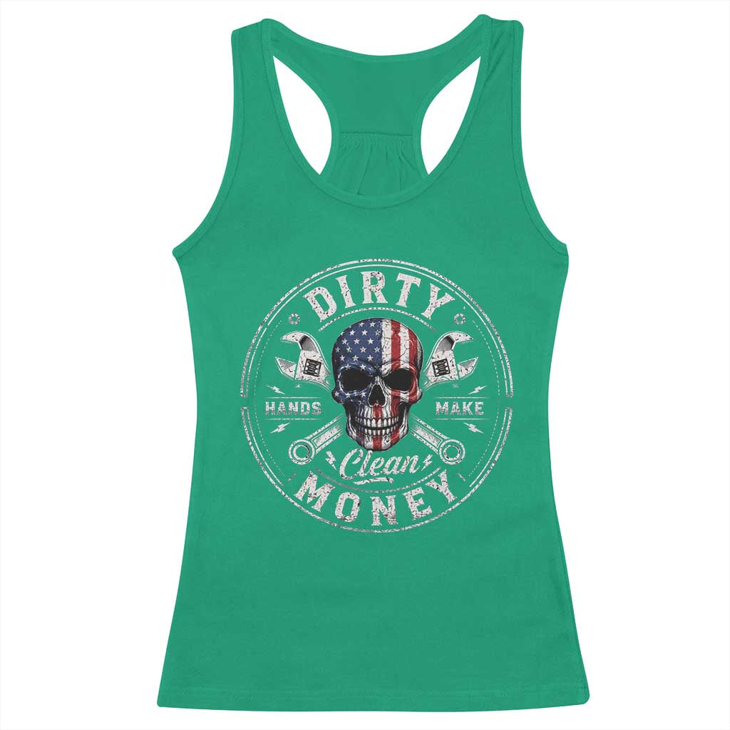 Mechanic Skeleton Racerback Tank Top My Hands May Be Dirty But My Money is Clean Auto Repair Garage