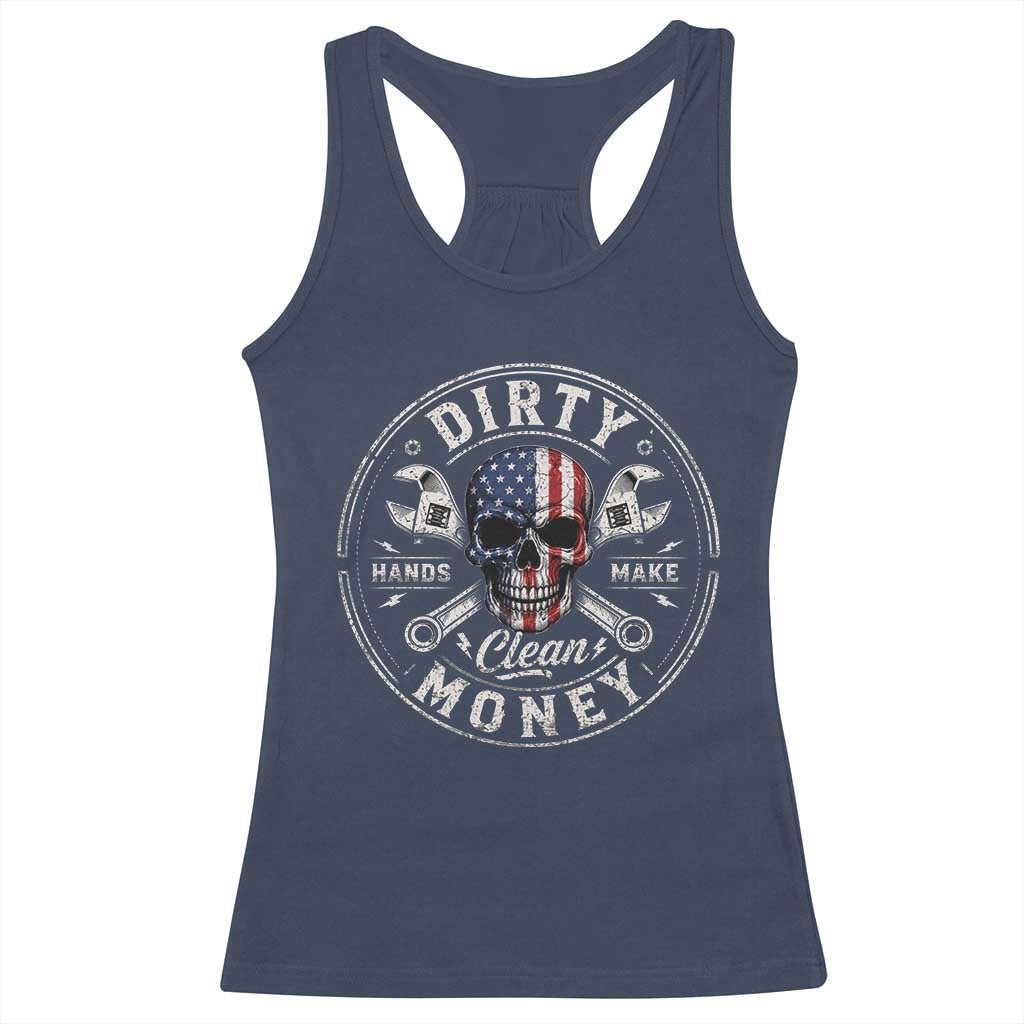 Mechanic Skeleton Racerback Tank Top My Hands May Be Dirty But My Money is Clean Auto Repair Garage