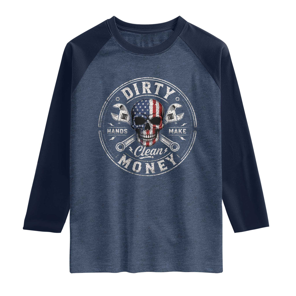Mechanic Skeleton Raglan Shirt My Hands May Be Dirty But My Money is Clean Auto Repair Garage