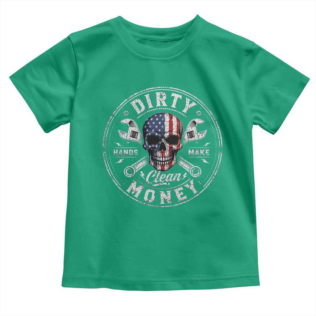 Mechanic Skeleton Toddler T Shirt My Hands May Be Dirty But My Money is Clean Auto Repair Garage
