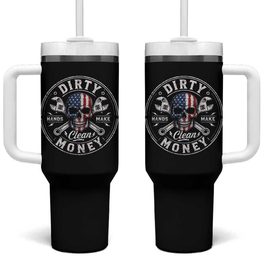 Mechanic Skeleton Tumbler With Handle My Hands May Be Dirty But My Money is Clean Auto Repair Garage