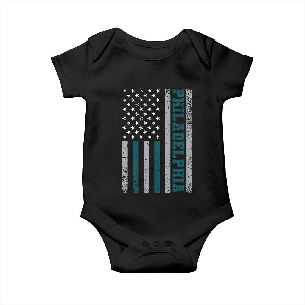 Philadelphia Baby Onesie Retro American Flag Philly Fan - Wonder Print Shop