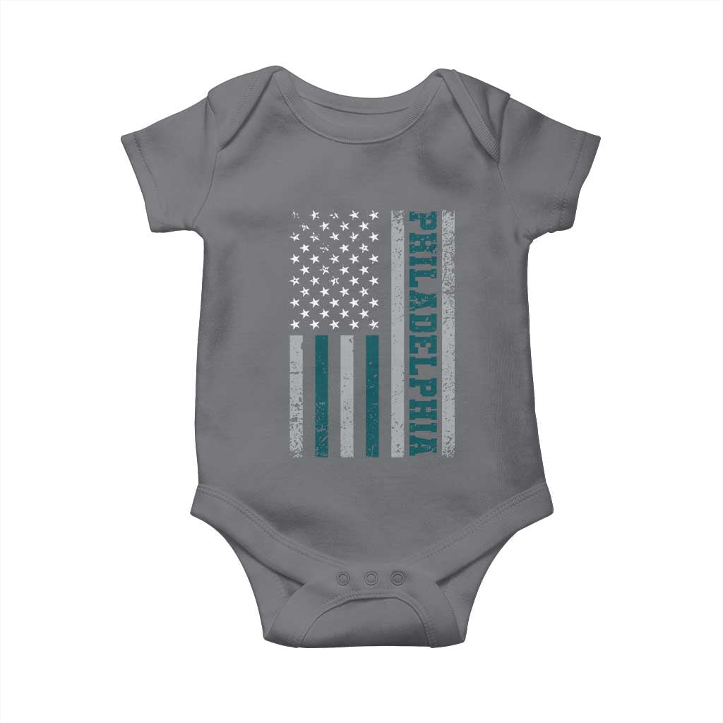 Philadelphia Baby Onesie Retro American Flag Philly Fan - Wonder Print Shop