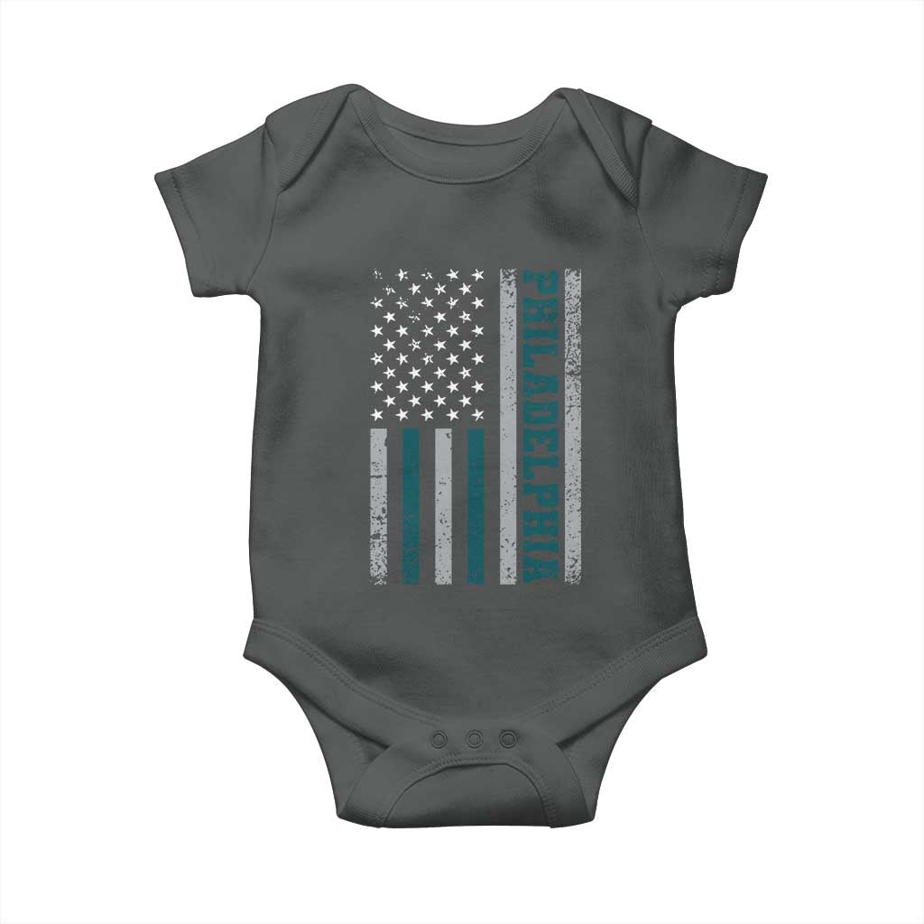 Philadelphia Baby Onesie Retro American Flag Philly Fan - Wonder Print Shop