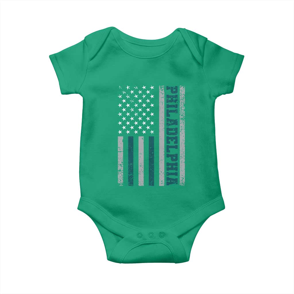 Philadelphia Baby Onesie Retro American Flag Philly Fan - Wonder Print Shop