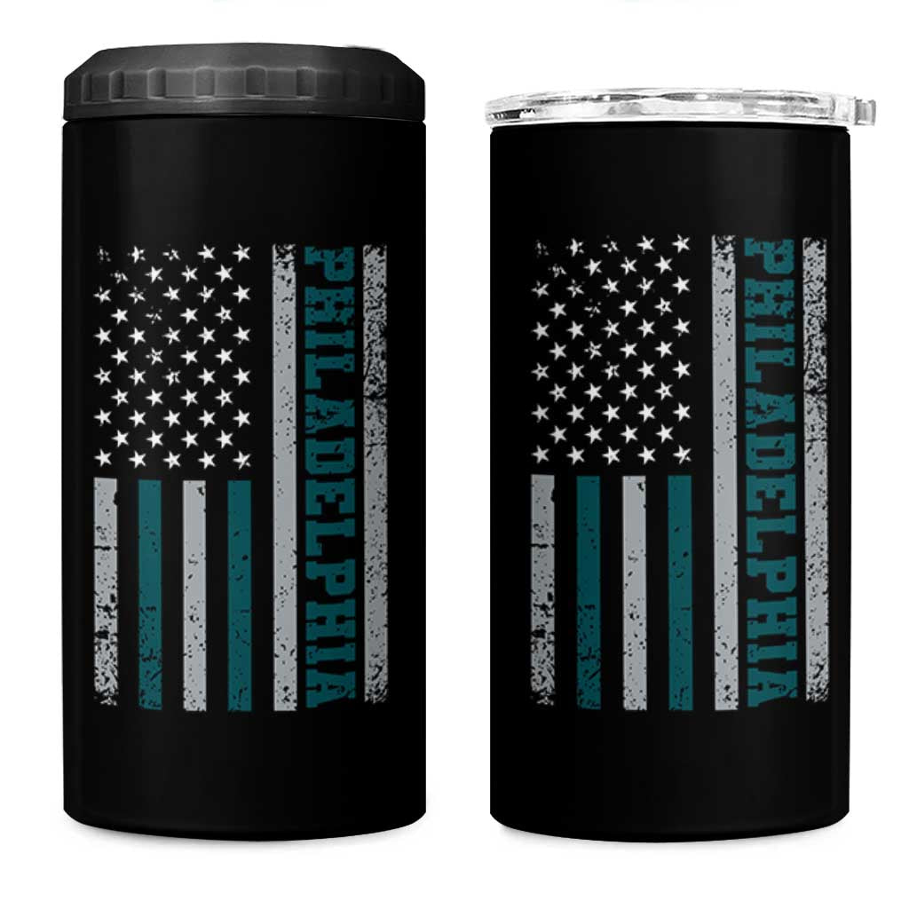 Philadelphia 4 in 1 Can Cooler Tumbler Retro American Flag Philly Fan - Wonder Print Shop