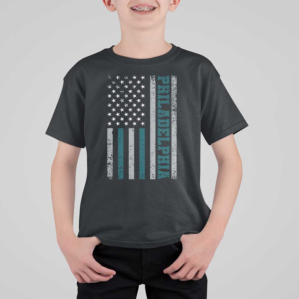Philadelphia T Shirt For Kid Retro American Flag Philly Fan - Wonder Print Shop