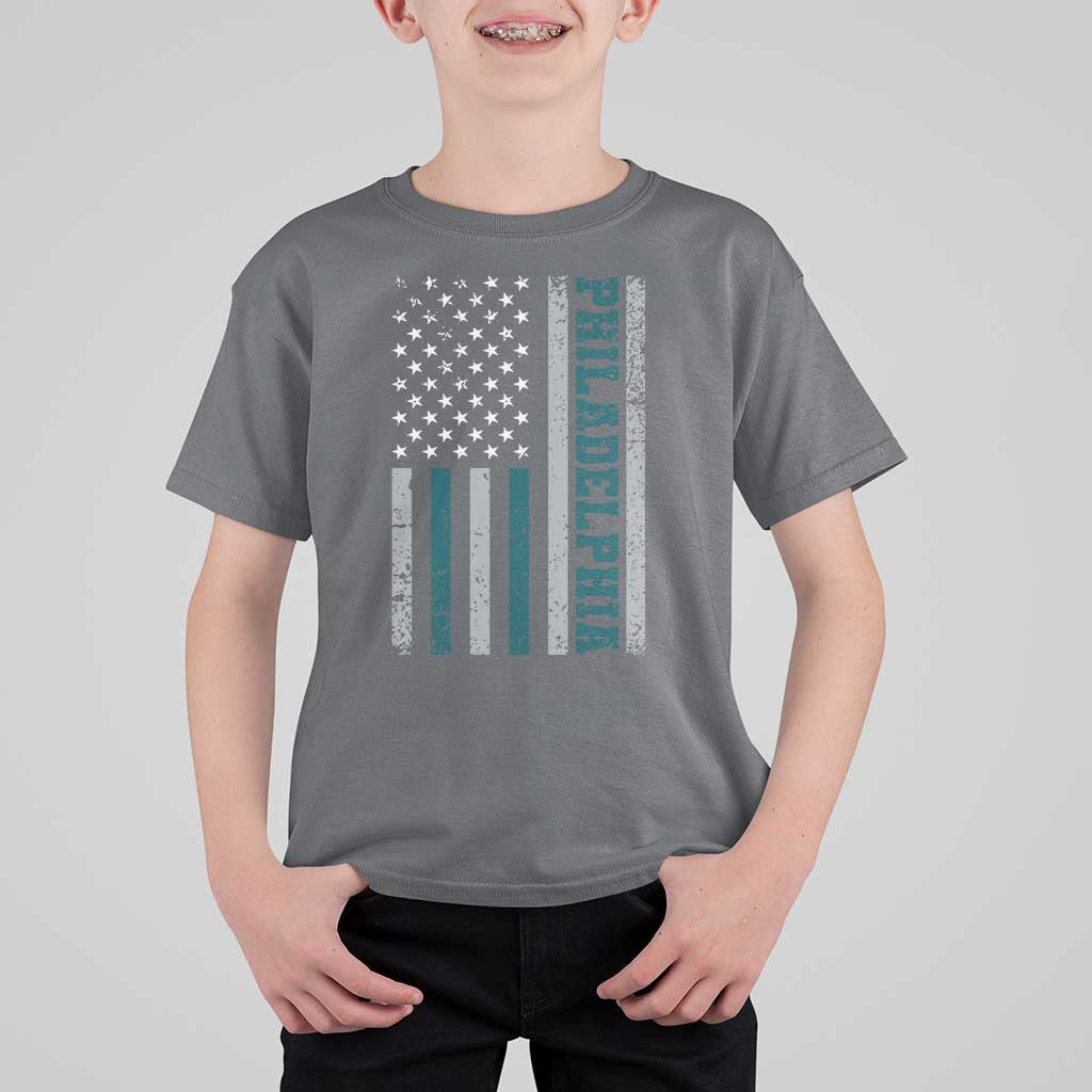 Philadelphia T Shirt For Kid Retro American Flag Philly Fan - Wonder Print Shop