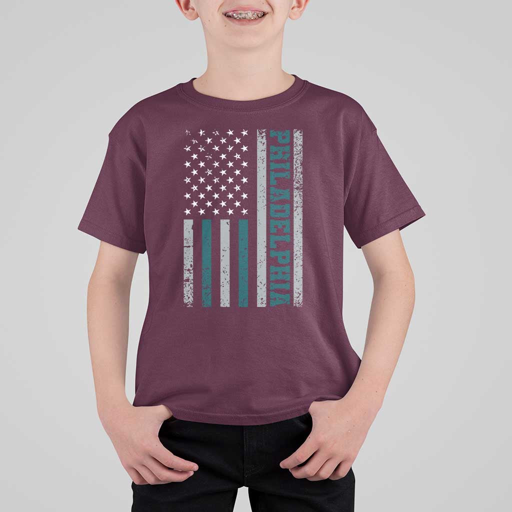 Philadelphia T Shirt For Kid Retro American Flag Philly Fan - Wonder Print Shop