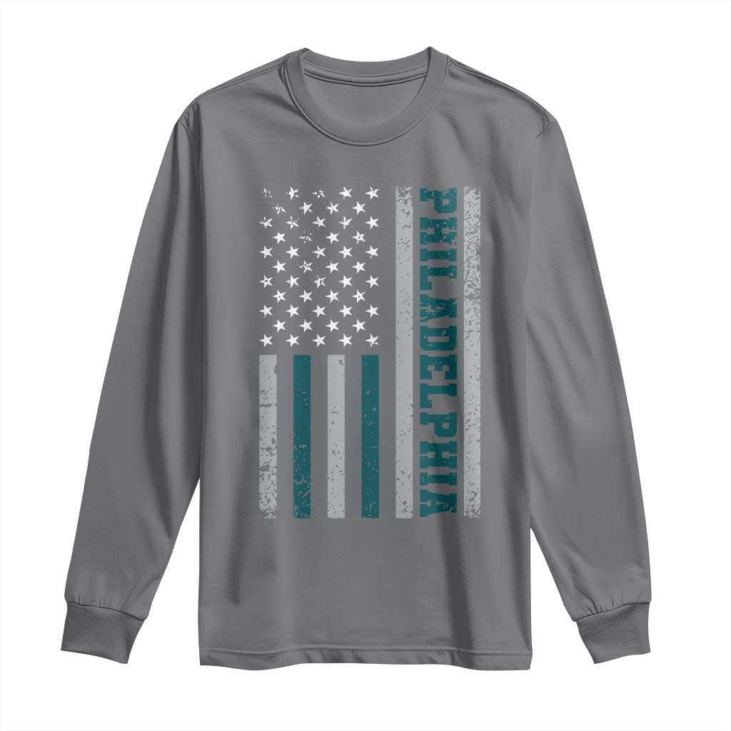 Philadelphia Long Sleeve Shirt Retro American Flag Philly Fan - Wonder Print Shop