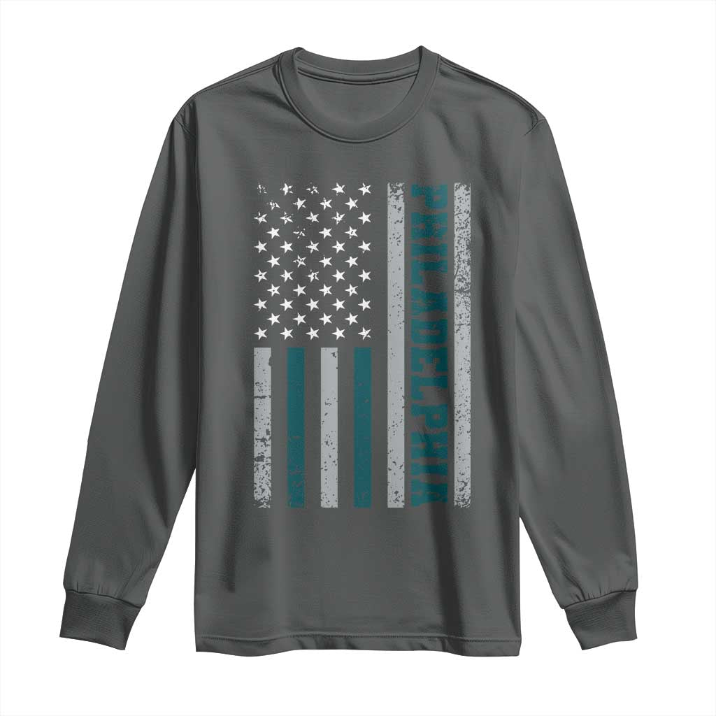 Philadelphia Long Sleeve Shirt Retro American Flag Philly Fan - Wonder Print Shop