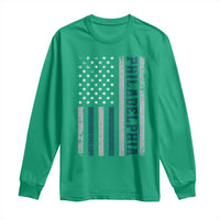 Philadelphia Long Sleeve Shirt Retro American Flag Philly Fan - Wonder Print Shop