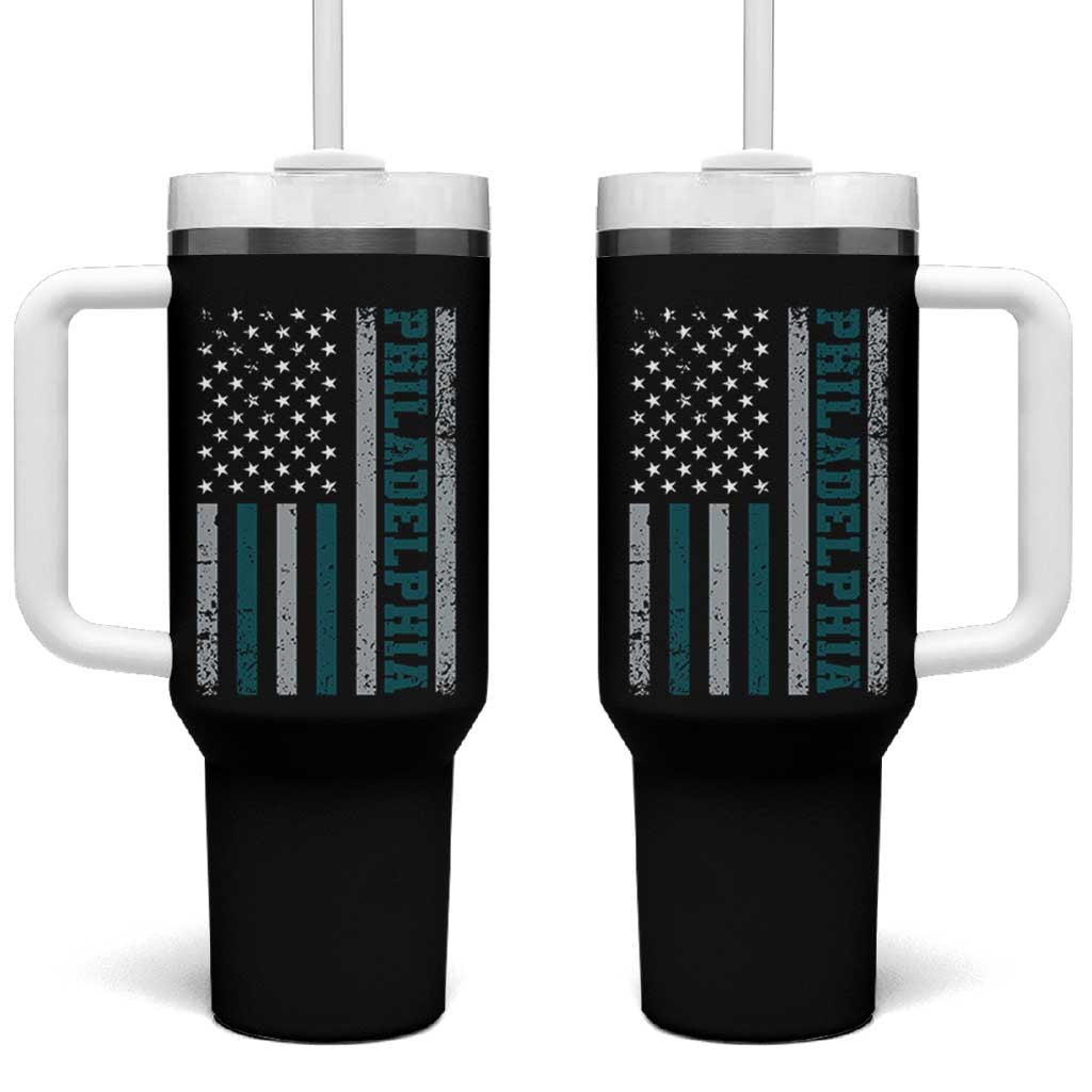 Philadelphia Tumbler With Handle Retro American Flag Philly Fan - Wonder Print Shop