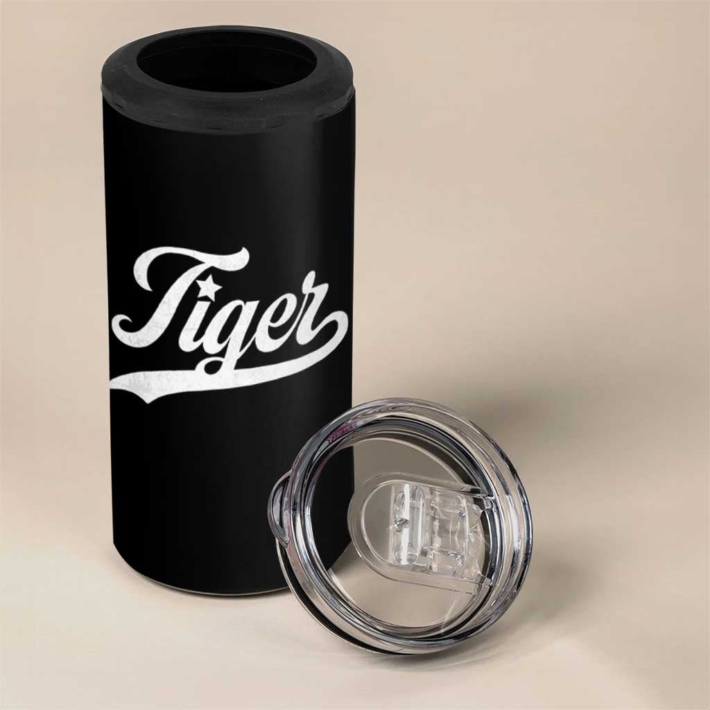 Retro Script Tigers 4 in 1 Can Cooler Tumbler Vintage Sports Team Name - Wonder Print Shop