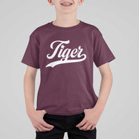 Retro Script Tigers T Shirt For Kid Vintage Sports Team Name - Wonder Print Shop
