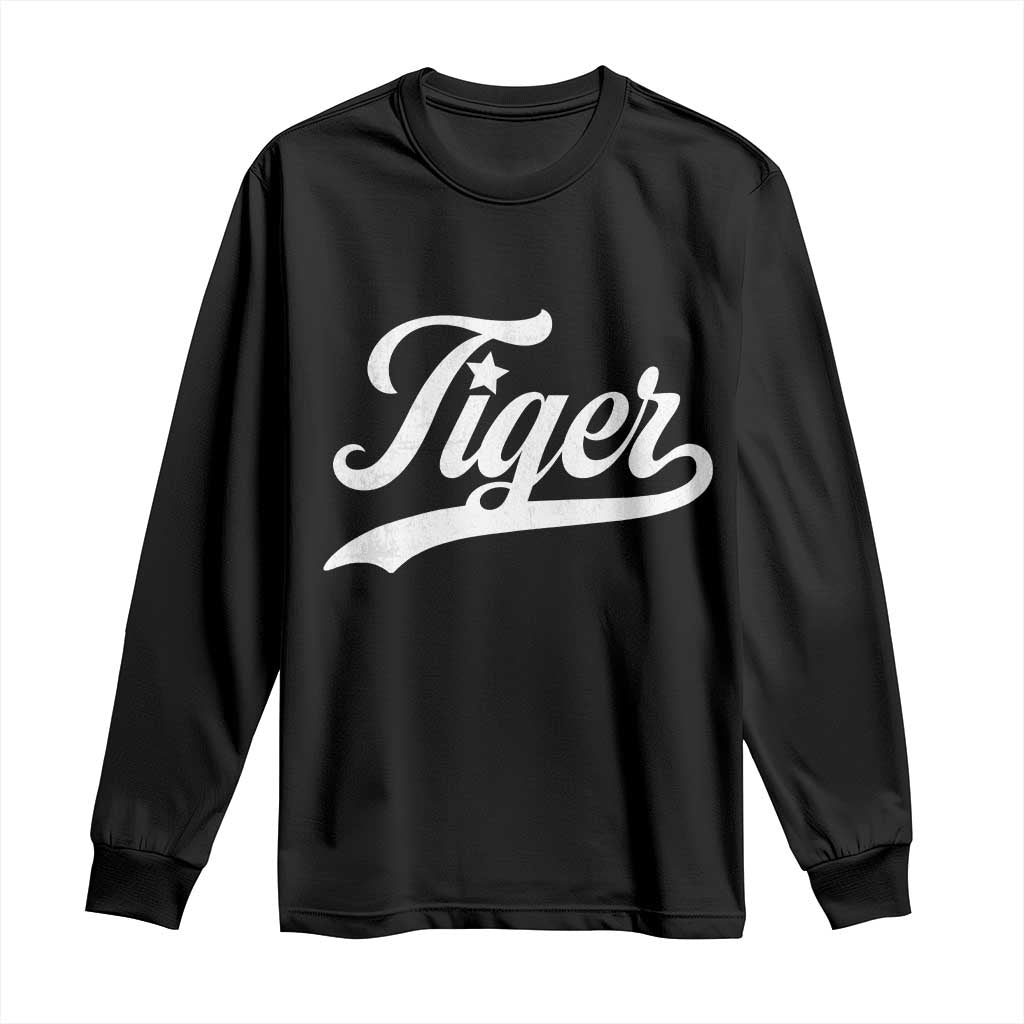 Retro Script Tigers Long Sleeve Shirt Vintage Team Name - Wonder Print Shop