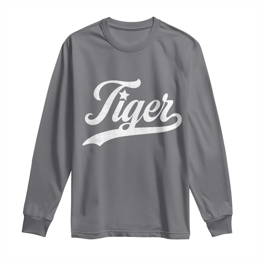 Retro Script Tigers Long Sleeve Shirt Vintage Team Name - Wonder Print Shop