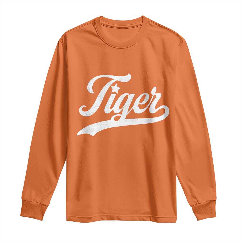 Retro Script Tigers Long Sleeve Shirt Vintage Team Name - Wonder Print Shop