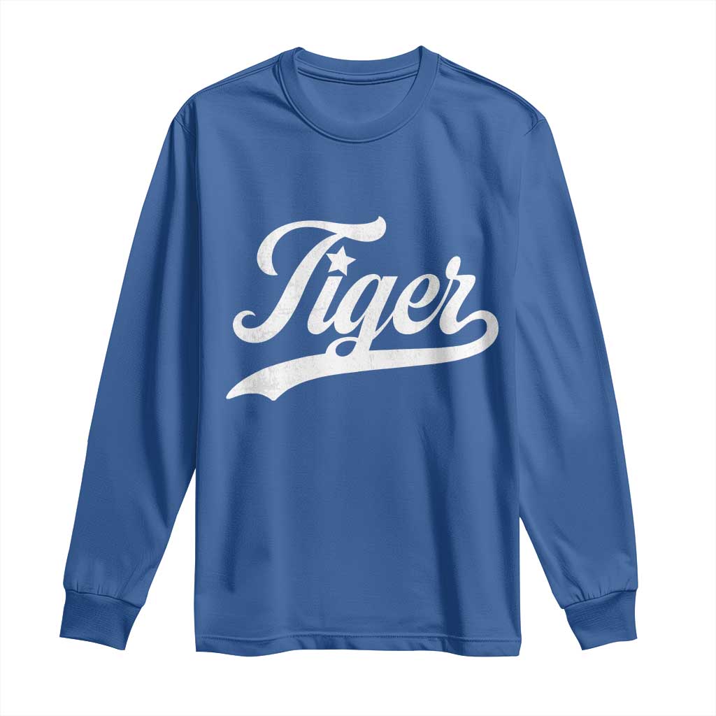 Retro Script Tigers Long Sleeve Shirt Vintage Team Name - Wonder Print Shop