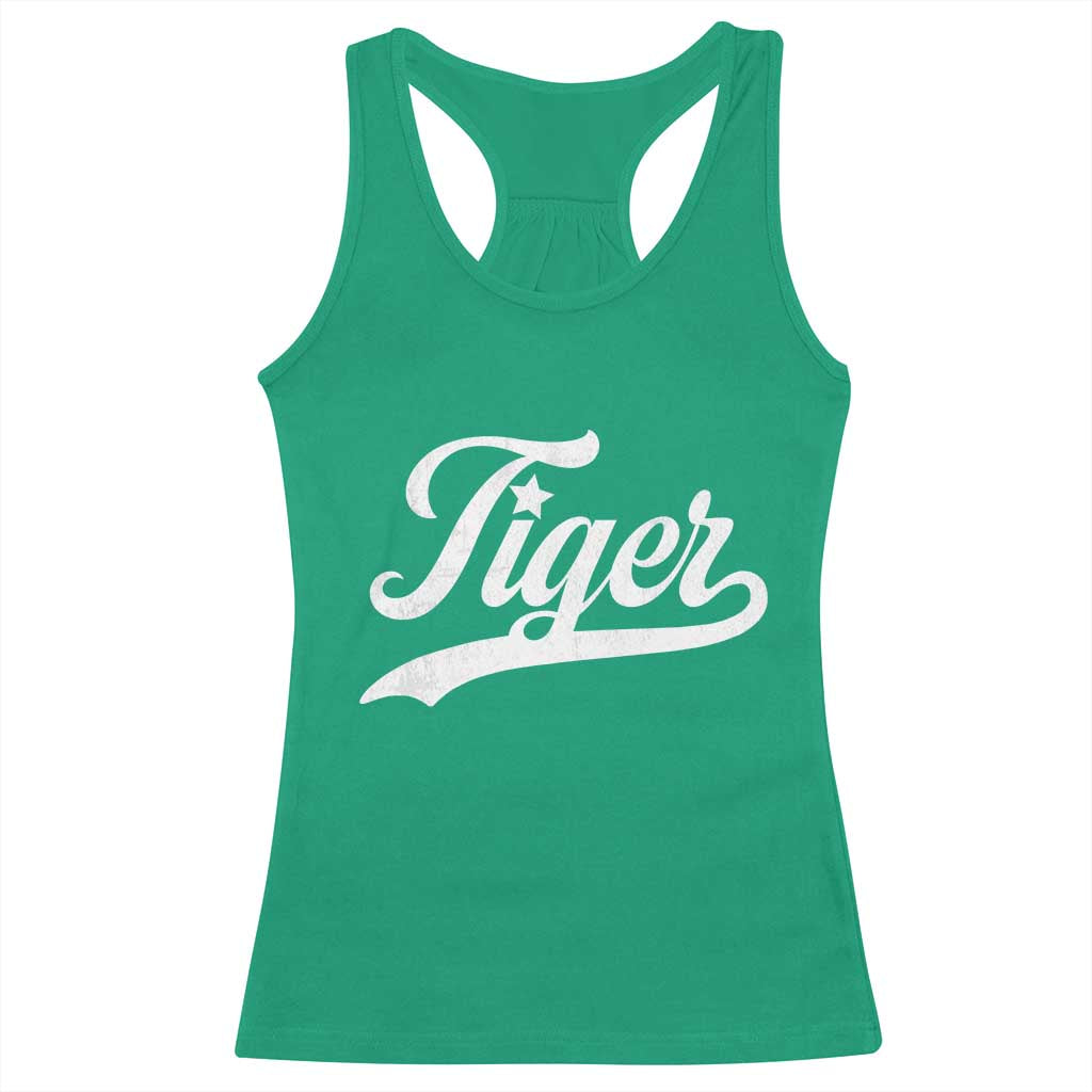 Retro Script Tigers Racerback Tank Top Vintage Team Name - Wonder Print Shop