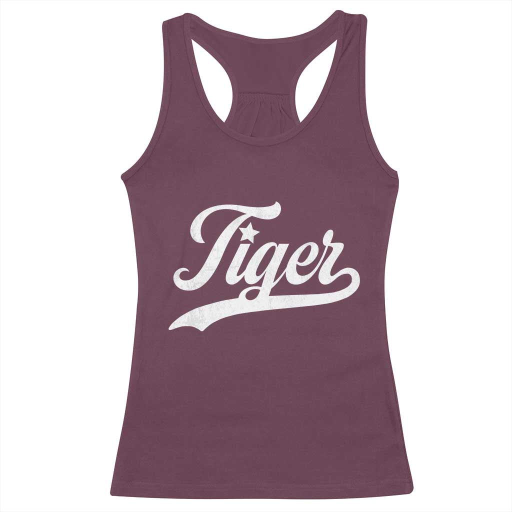 Retro Script Tigers Racerback Tank Top Vintage Team Name - Wonder Print Shop