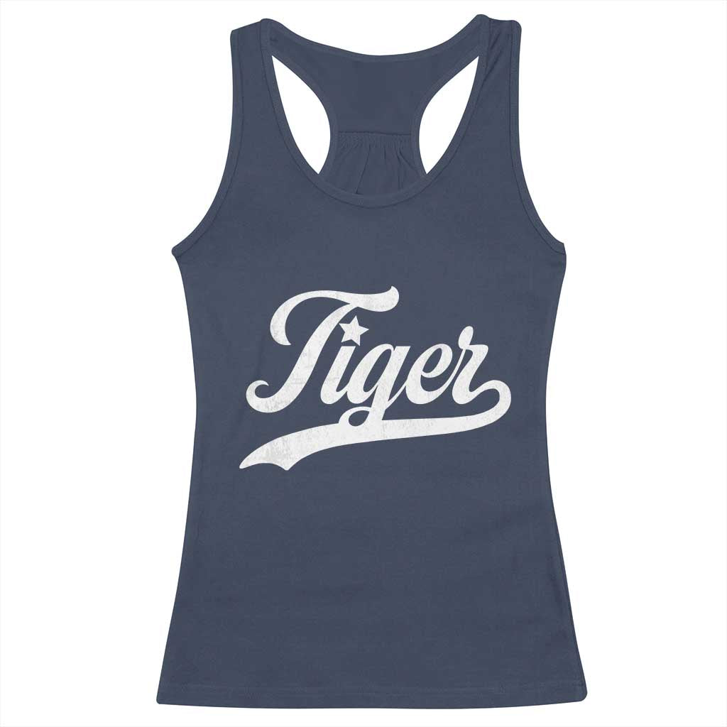Retro Script Tigers Racerback Tank Top Vintage Team Name - Wonder Print Shop