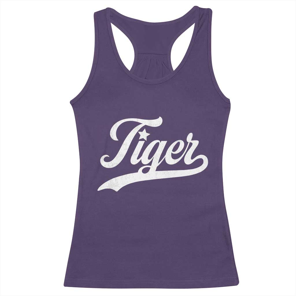 Retro Script Tigers Racerback Tank Top Vintage Team Name - Wonder Print Shop