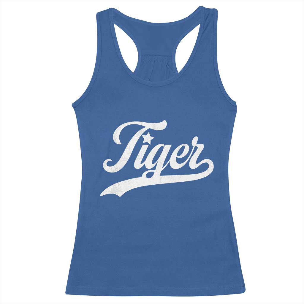 Retro Script Tigers Racerback Tank Top Vintage Team Name - Wonder Print Shop