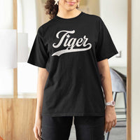 Retro Script Tigers T Shirt For Women Vintage Sports Team Name - Wonder Print Shop