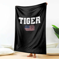 Classic Tigers Throw Blanket Retro Varsity Vintage Sports Team Name USA Flag - Wonder Print Shop