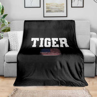 Classic Tigers Throw Blanket Retro Varsity Vintage Sports Team Name USA Flag - Wonder Print Shop