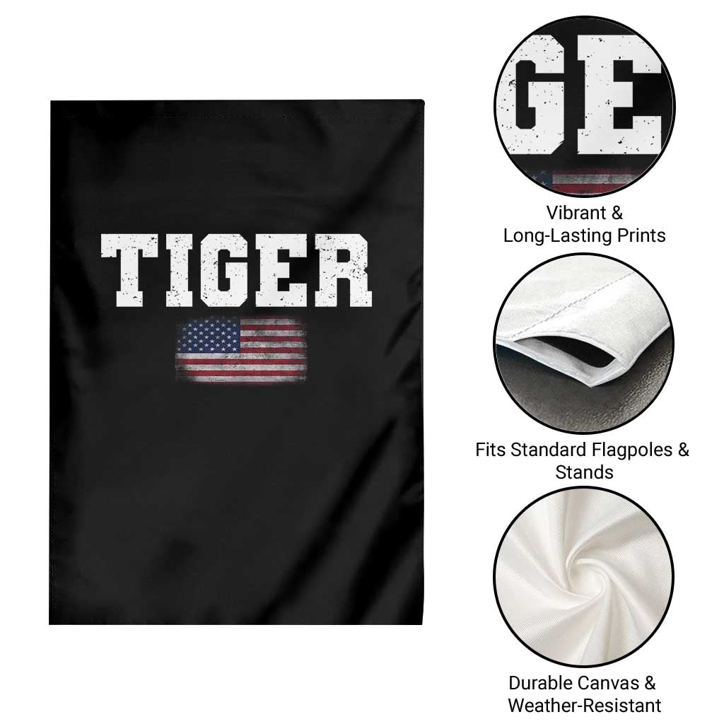 Classic Tigers Garden Flag Retro Varsity Vintage Sports Team Name USA Flag - Wonder Print Shop