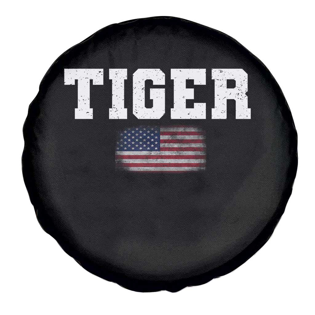Classic Tigers Spare Tire Cover Retro Varsity Vintage Sports Team Name USA Flag - Wonder Print Shop