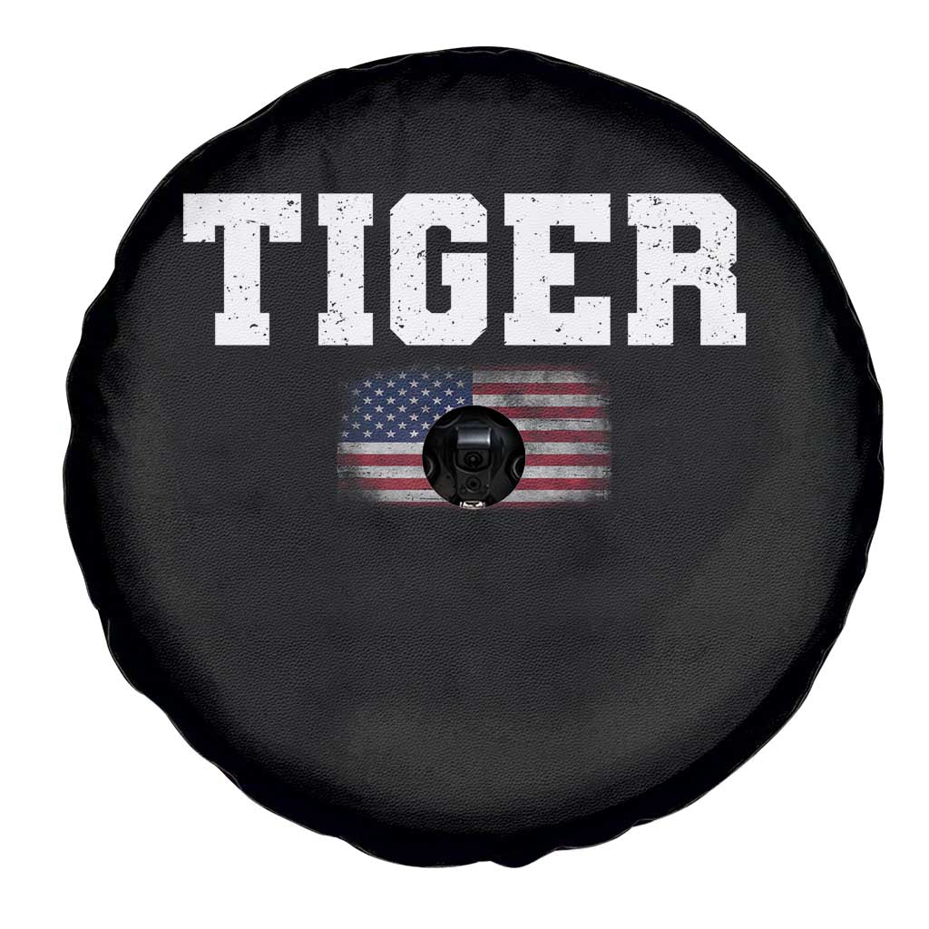 Classic Tigers Spare Tire Cover Retro Varsity Vintage Sports Team Name USA Flag - Wonder Print Shop