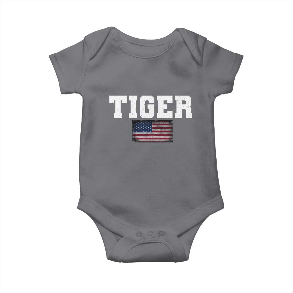Classic Tigers Baby Onesie Retro Varsity Vintage Team Name USA Flag - Wonder Print Shop