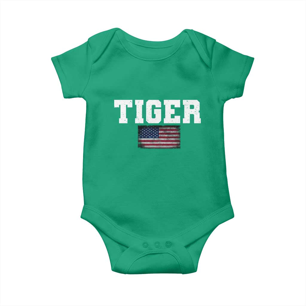 Classic Tigers Baby Onesie Retro Varsity Vintage Team Name USA Flag - Wonder Print Shop