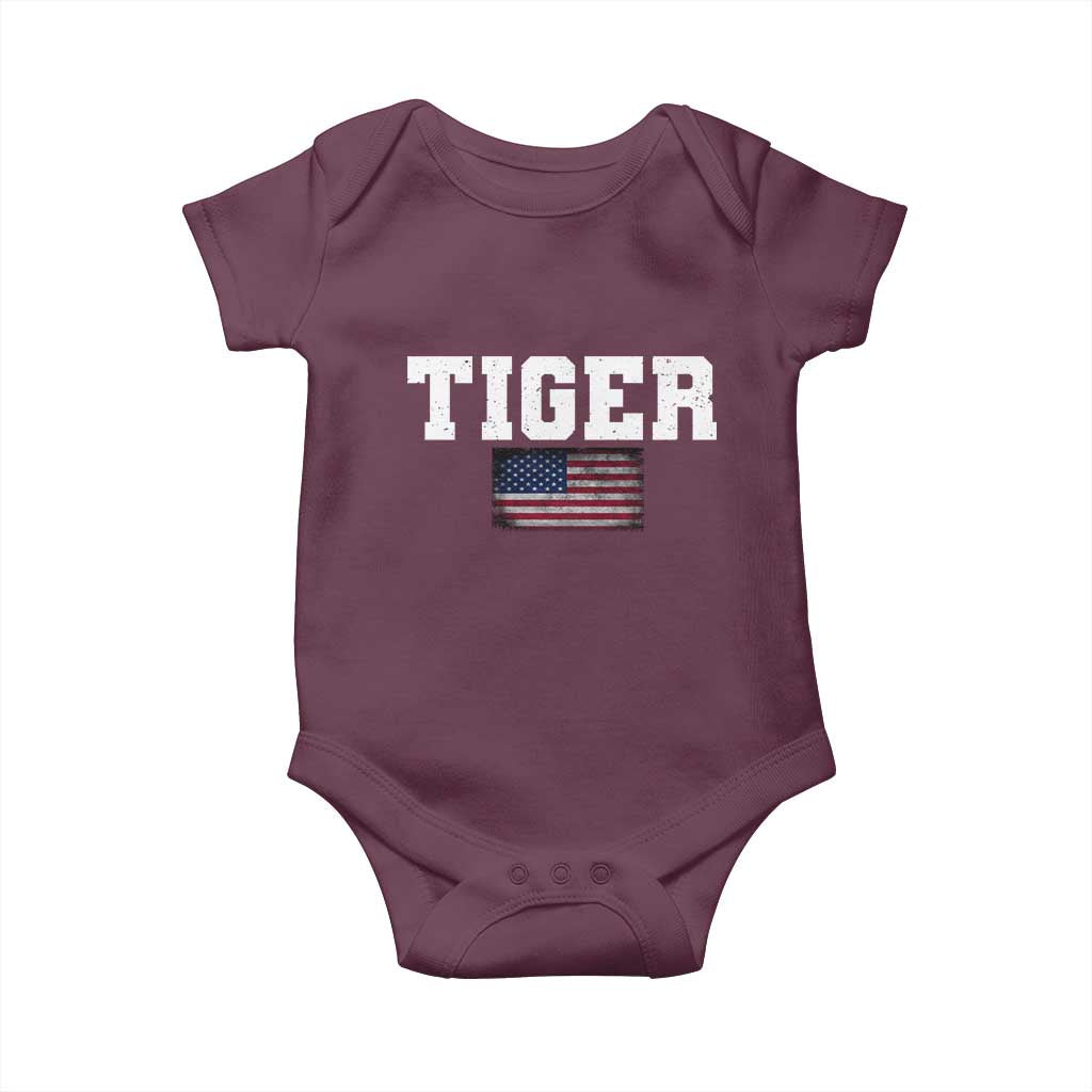 Classic Tigers Baby Onesie Retro Varsity Vintage Team Name USA Flag - Wonder Print Shop