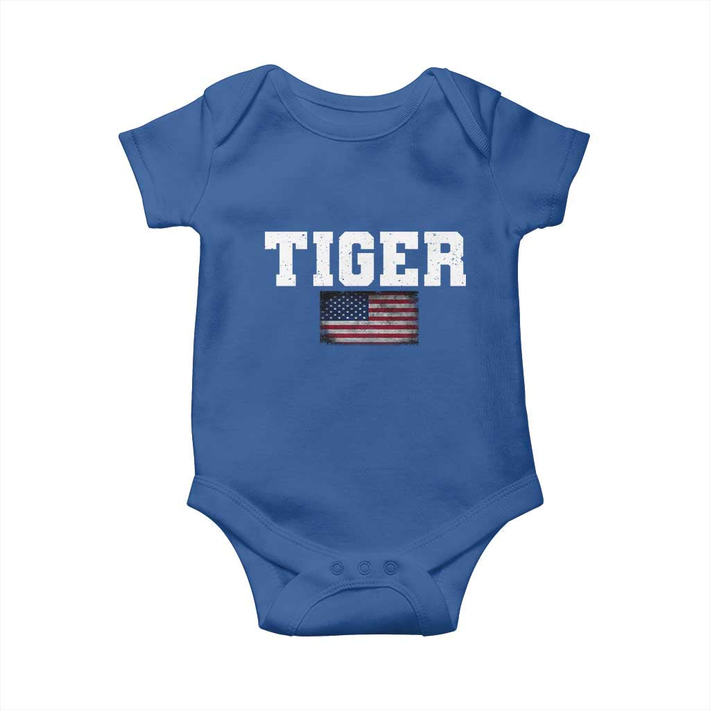 Classic Tigers Baby Onesie Retro Varsity Vintage Team Name USA Flag - Wonder Print Shop