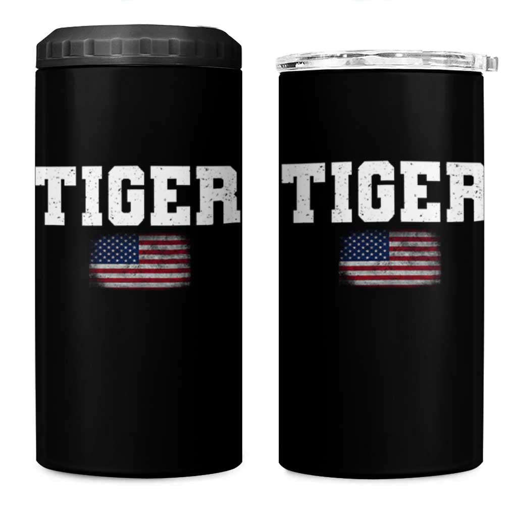 Classic Tigers 4 in 1 Can Cooler Tumbler Retro Varsity Vintage Sports Team Name USA Flag - Wonder Print Shop
