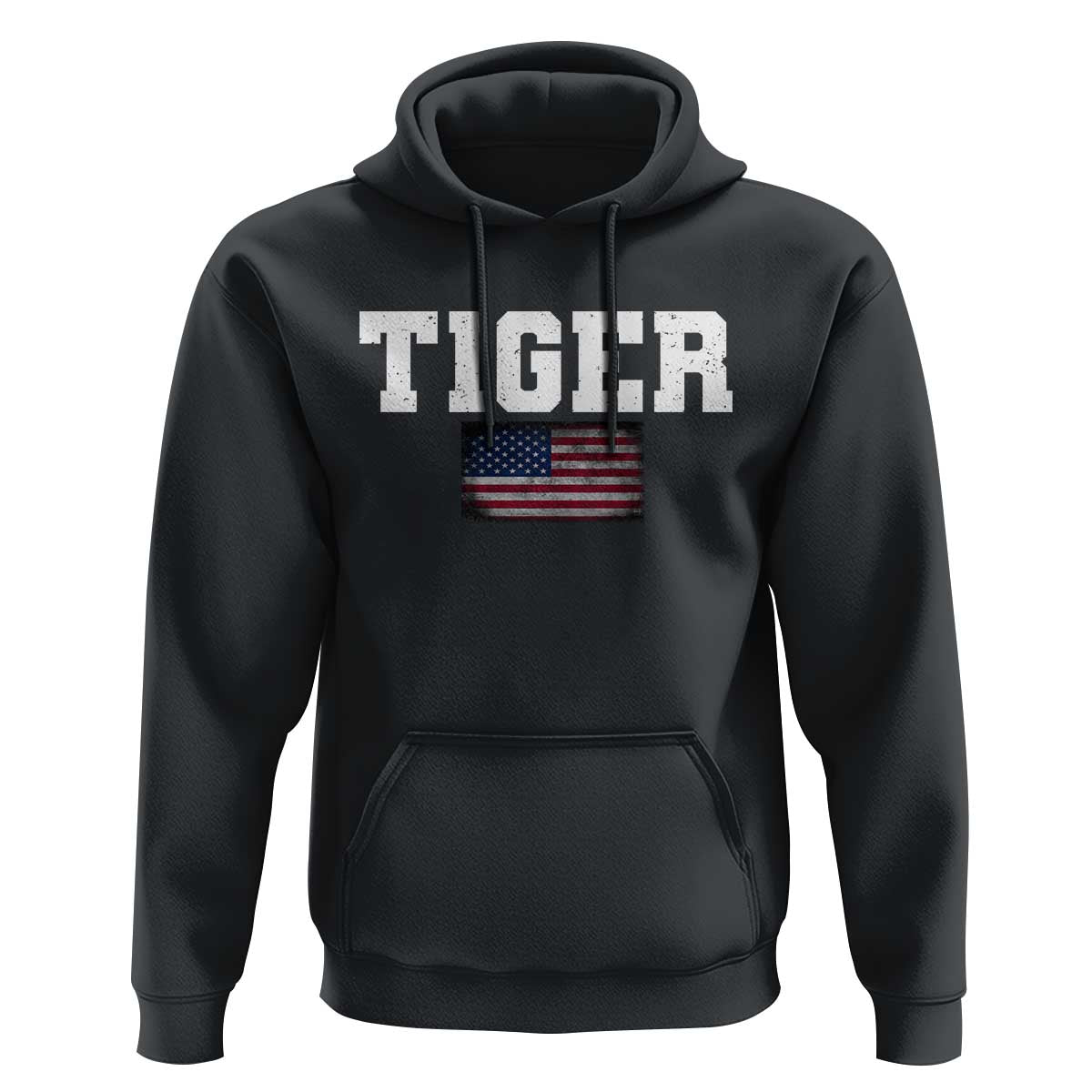 Classic Tigers Hoodie Retro Varsity Vintage Sports Team Name USA Flag - Wonder Print Shop