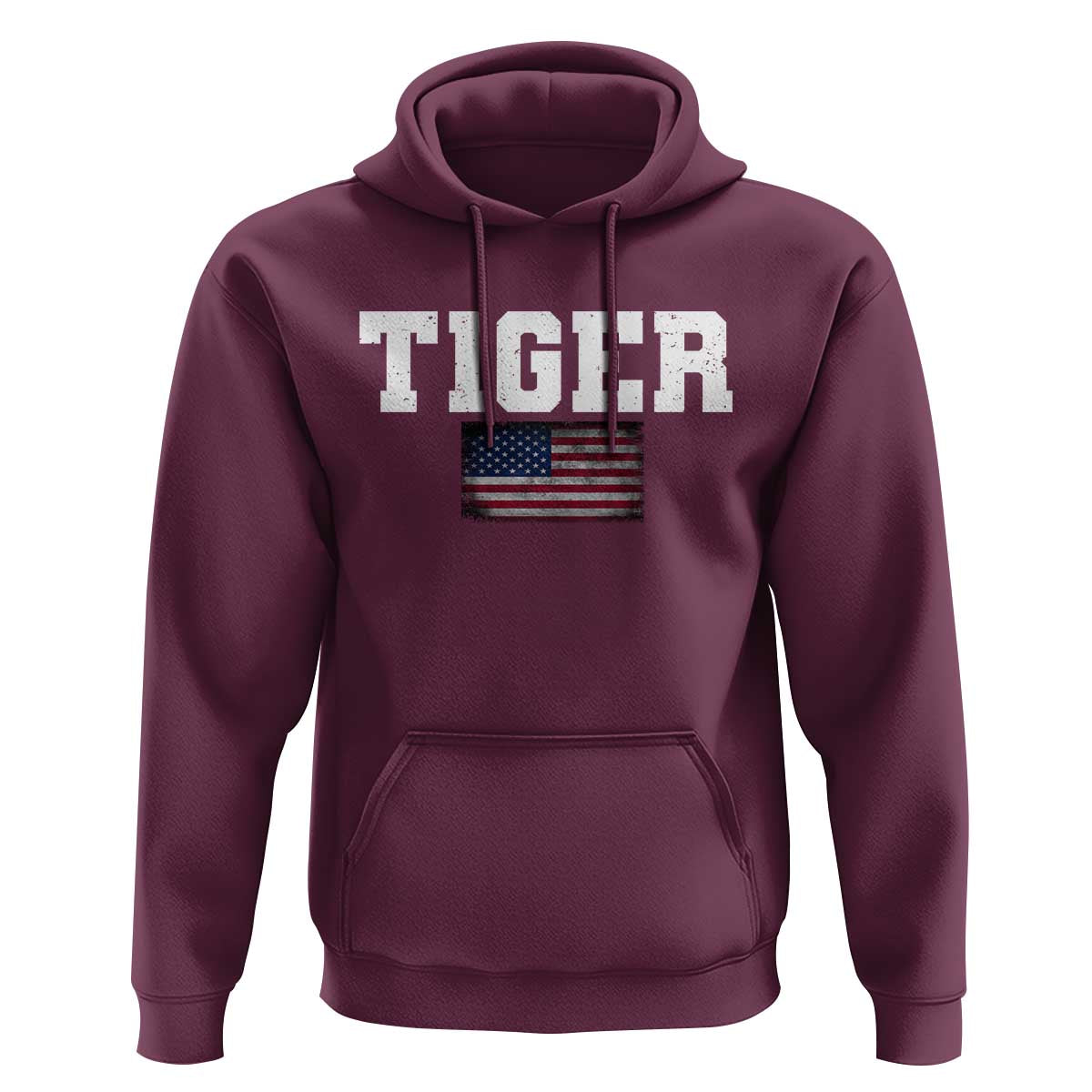 Classic Tigers Hoodie Retro Varsity Vintage Sports Team Name USA Flag - Wonder Print Shop