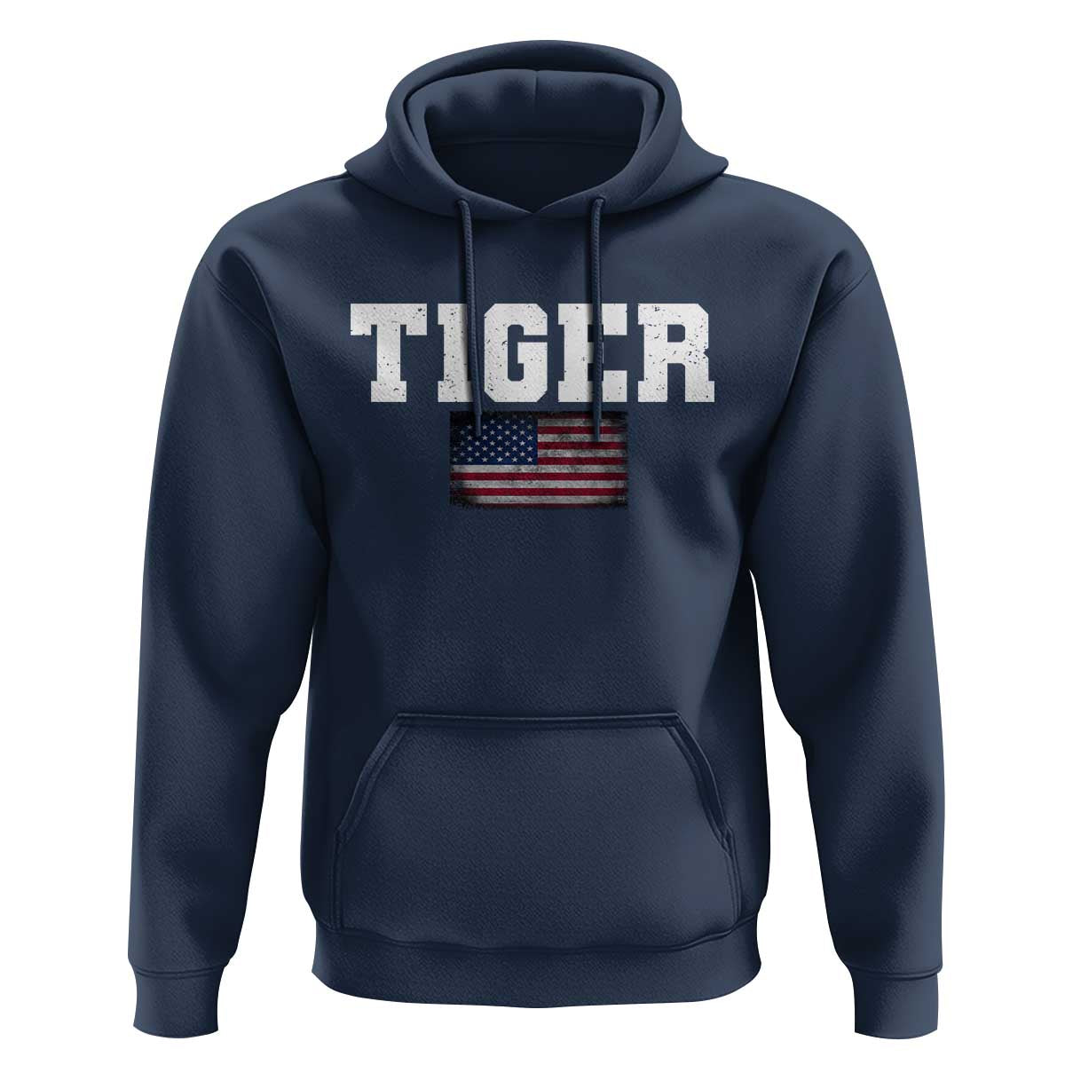 Classic Tigers Hoodie Retro Varsity Vintage Sports Team Name USA Flag - Wonder Print Shop