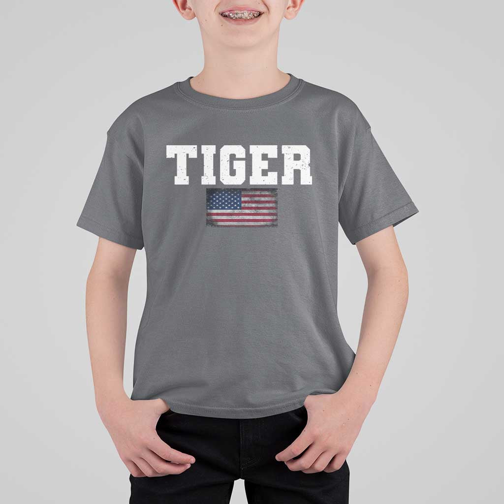 Classic Tigers T Shirt For Kid Retro Varsity Vintage Sports Team Name USA Flag - Wonder Print Shop
