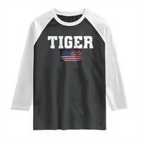Classic Tigers Raglan Shirt Retro Varsity Vintage Team Name USA Flag - Wonder Print Shop