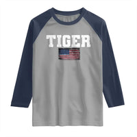 Classic Tigers Raglan Shirt Retro Varsity Vintage Team Name USA Flag - Wonder Print Shop