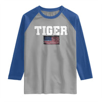 Classic Tigers Raglan Shirt Retro Varsity Vintage Team Name USA Flag - Wonder Print Shop