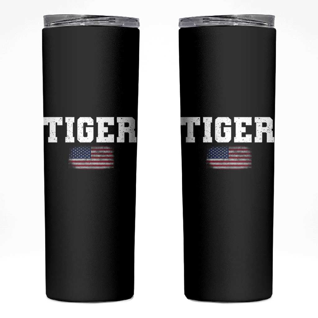Classic Tigers Skinny Tumbler Retro Varsity Vintage Sports Team Name USA Flag - Wonder Print Shop