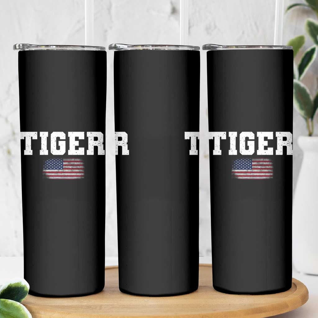Classic Tigers Skinny Tumbler Retro Varsity Vintage Sports Team Name USA Flag - Wonder Print Shop